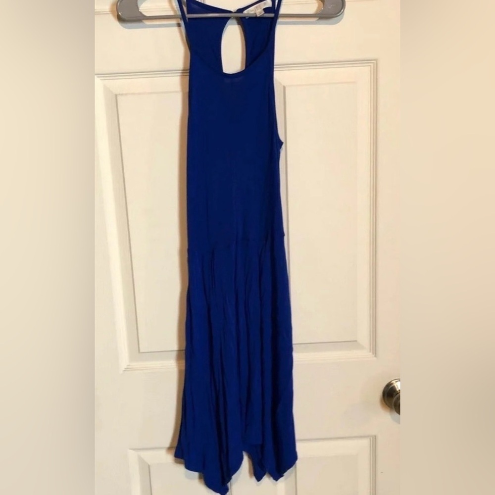 Love Fire Women’s XS Royal Blue Dress Midi Cut Out Back GUC